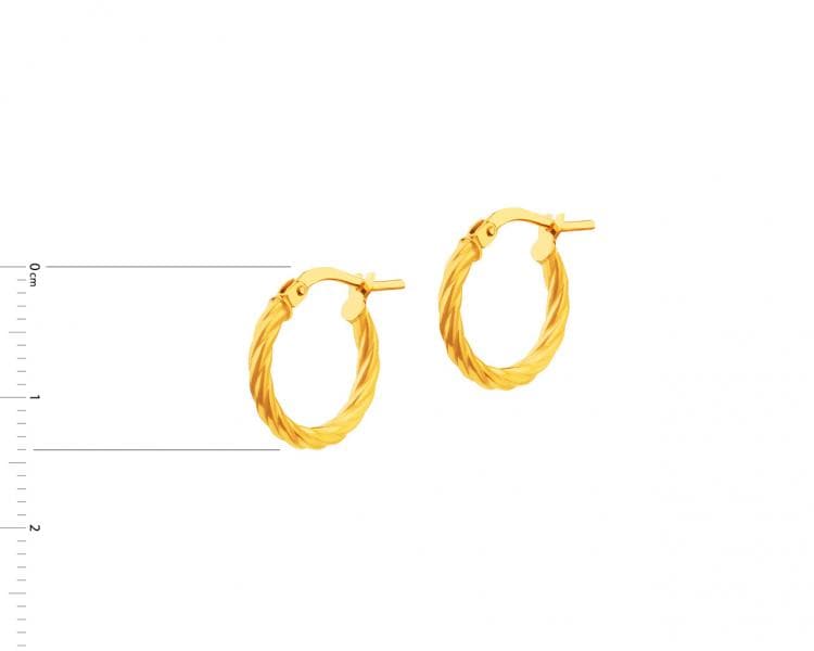 Yellow gold earrings - circles, 14 mm