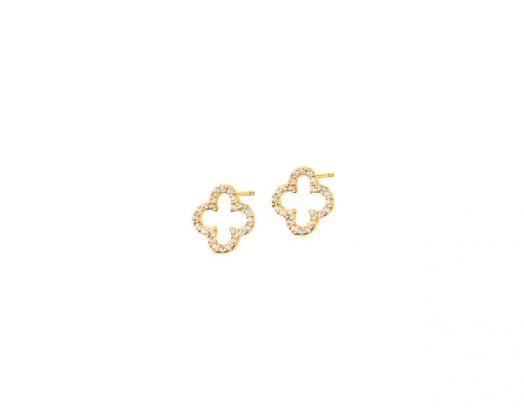 Yellow gold earrings with cubic zirconias