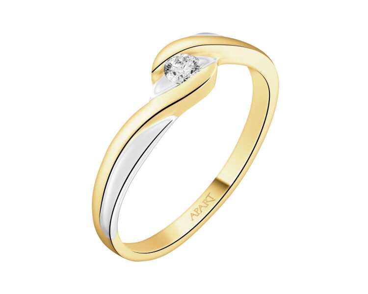 Yellow gold ring with brilliant - 0,10 ct - fineness 14 K