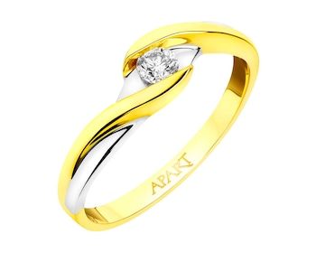 Yellow gold ring with brilliant 0,10 ct - fineness 14 K