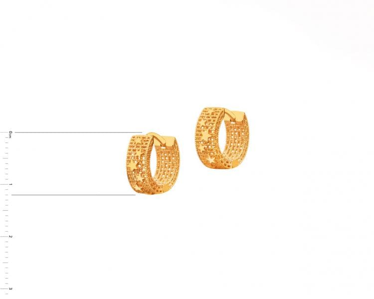 Yellow gold hoop earrings - stars