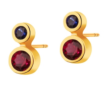 8 K Yellow Gold Earrings with Synthetic Ruby