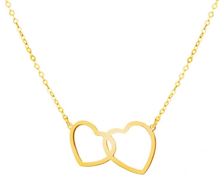 Yellow gold necklace - hearts