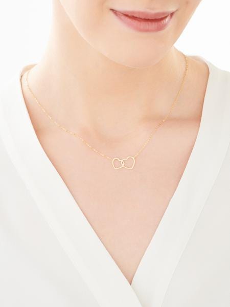 Yellow gold necklace - hearts