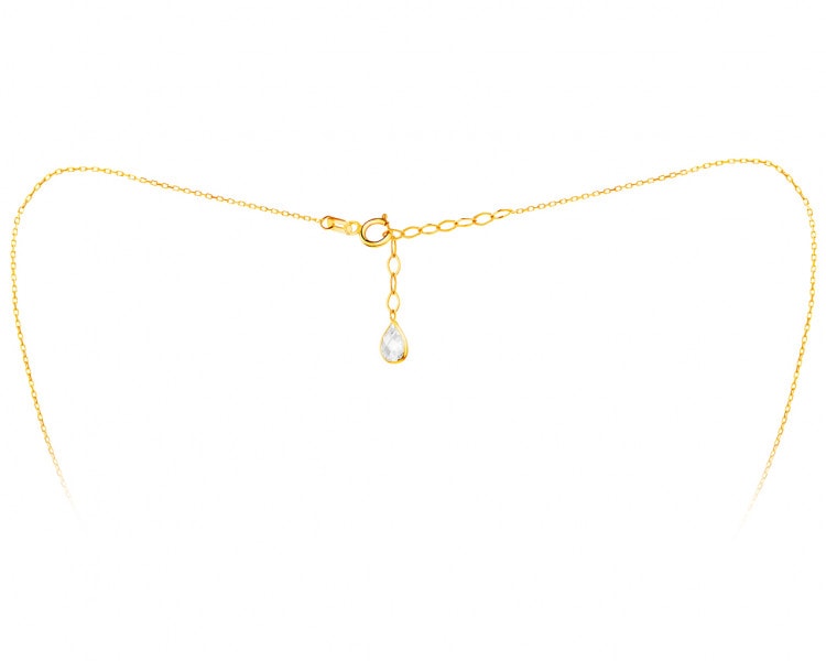 Gold necklace with cubic zirconia, anker - hearts