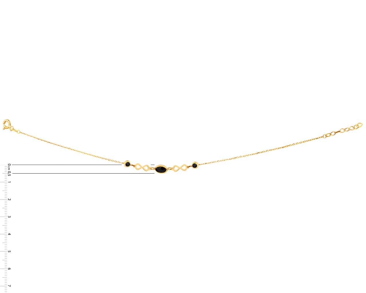 Złota bransoletka z cyrkoniami, ankier - nieskończoności