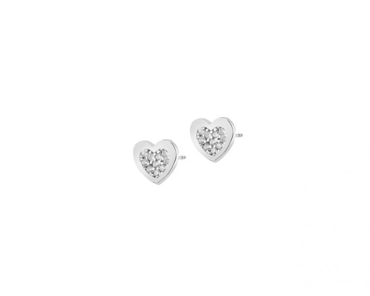 750 Rhodium-Plated White Gold Earrings with Cubic Zirconia