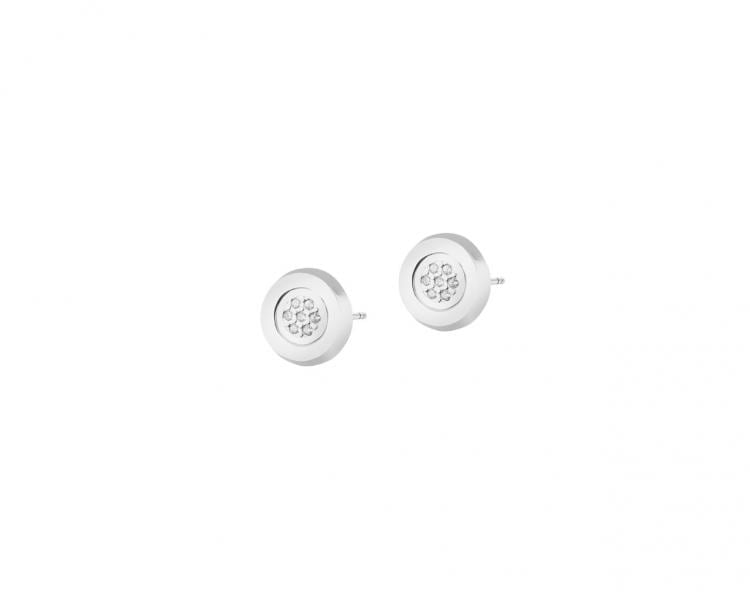 750 Rhodium-Plated White Gold Earrings with Cubic Zirconia