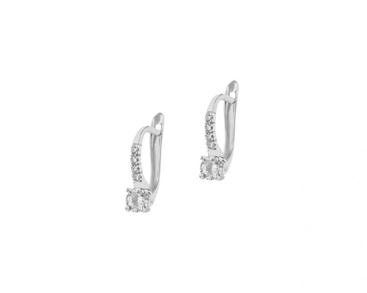 585 Rhodium-Plated White Gold Earrings with Cubic Zirconia