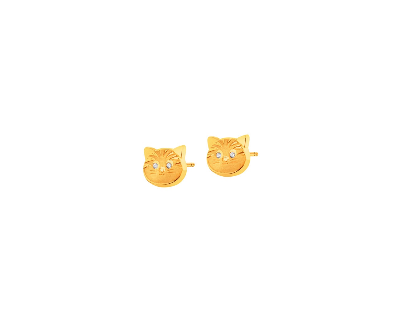 Złote kolczyki z cyrkoniami - koty