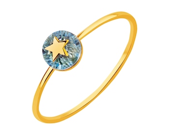 Złoty pierścionek z cyrkonią - gwiazda