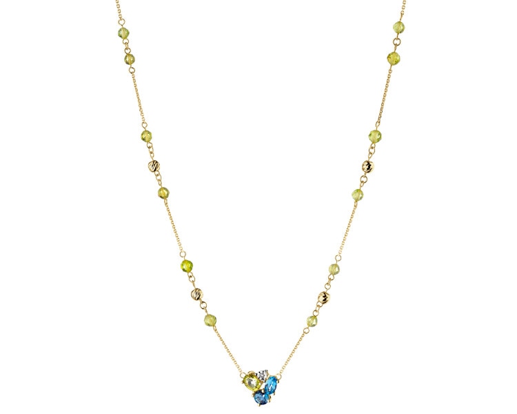 9 K Rhodium-Plated Yellow Gold Necklace with Diamond - fineness 9 K