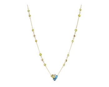 9 K Rhodium-Plated Yellow Gold Necklace with Diamond - fineness 9 K