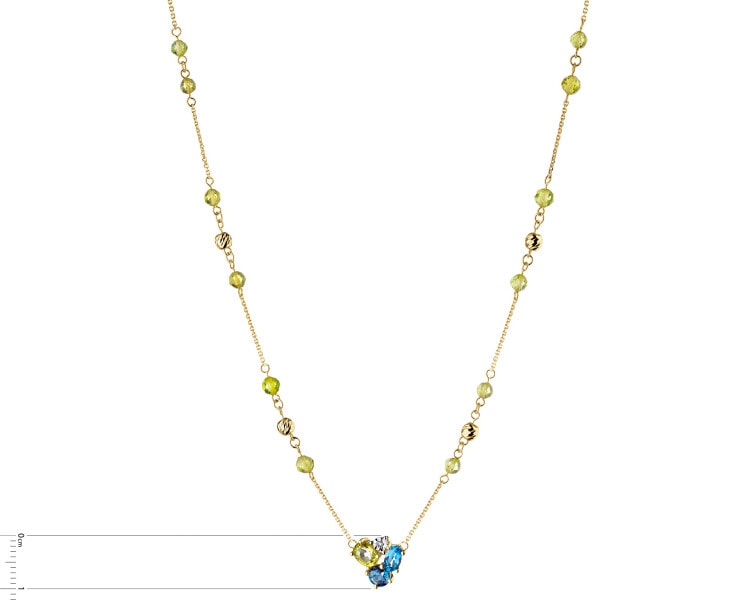 9 K Rhodium-Plated Yellow Gold Necklace with Diamond - fineness 9 K