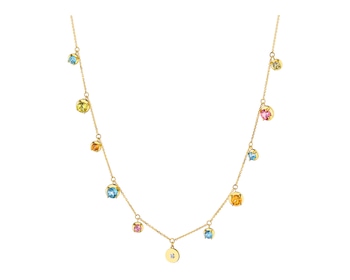 14 K Rhodium-Plated Yellow Gold Necklace with Diamond 0,005 ct - fineness 14 K