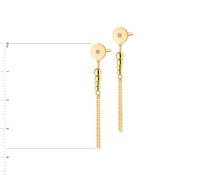 14 K Yellow Gold Earrings with Diamonds 0,02 ct - fineness 14 K