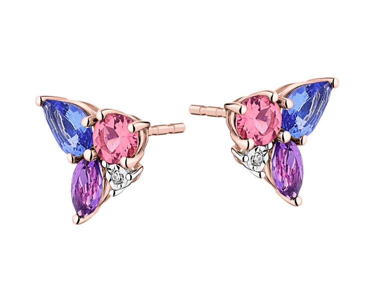 9 K Rhodium Plated Rose Gold Earrings  - fineness 9 K