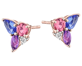 9 K Rhodium Plated Rose Gold Earrings  - fineness 9 K