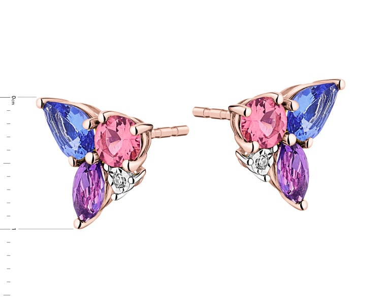 9 K Rhodium Plated Rose Gold Earrings  - fineness 9 K