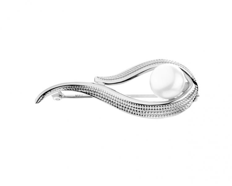 Stříbrná brož s perlou
