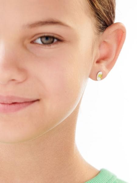 Silver earrings with enamel - chicks