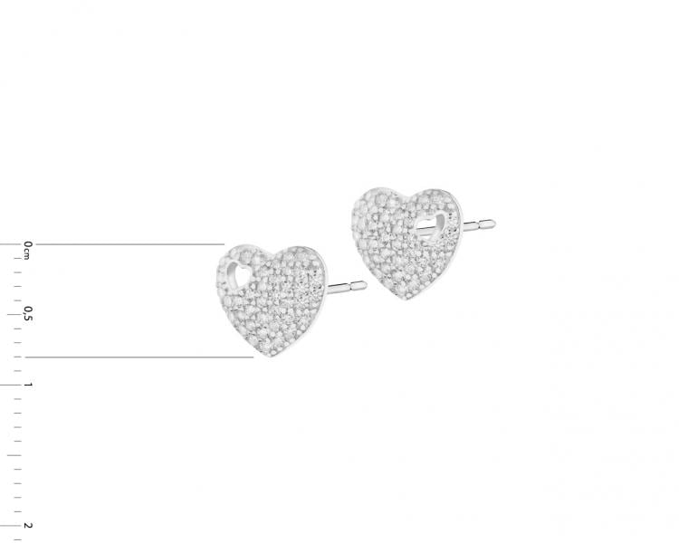 Silver earrings with cubic zirconia - hearts