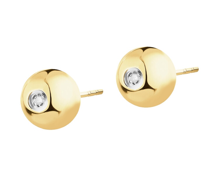 9 K Rhodium-Plated Yellow Gold Earrings with Diamonds - 0,006 ct - fineness 9 K