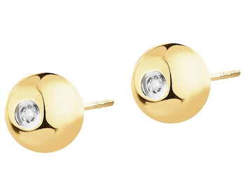 9 K Rhodium-Plated Yellow Gold Earrings with Diamonds - 0,006 ct - fineness 9 K