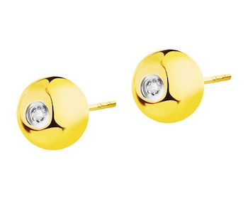 9 K Rhodium-Plated Yellow Gold Earrings with Diamonds 0,006 ct - fineness 9 K