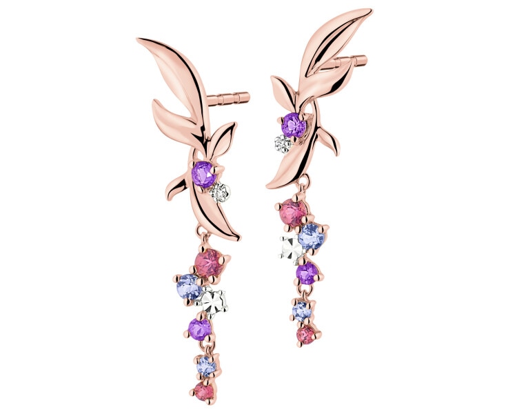 9 K Rhodium Plated Rose Gold Dangling Earring  - fineness 9 K