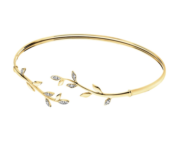 9 K Rhodium-Plated Yellow Gold Bracelet with Diamonds - 0,03 ct - fineness 9 K