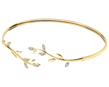 9 K Rhodium-Plated Yellow Gold Bracelet with Diamonds - 0,03 ct - fineness 9 K