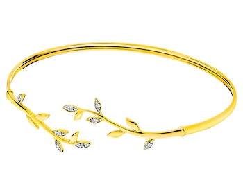 9 K Rhodium-Plated Yellow Gold Bracelet with Diamonds 0,03 ct - fineness 9 K