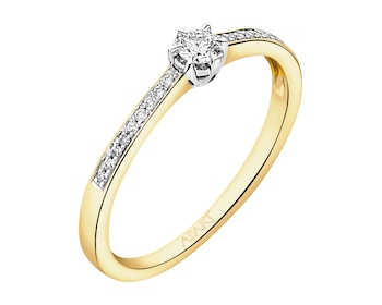 Yellow gold brilliant cut diamond ring - 0,12 ct - fineness 14 K