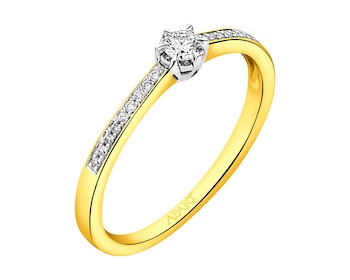 Yellow gold brilliant cut diamond ring 0,13 ct - fineness 14 K
