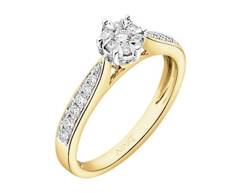 Yellow and white gold ring with diamonds - 0,25 ct - fineness 585