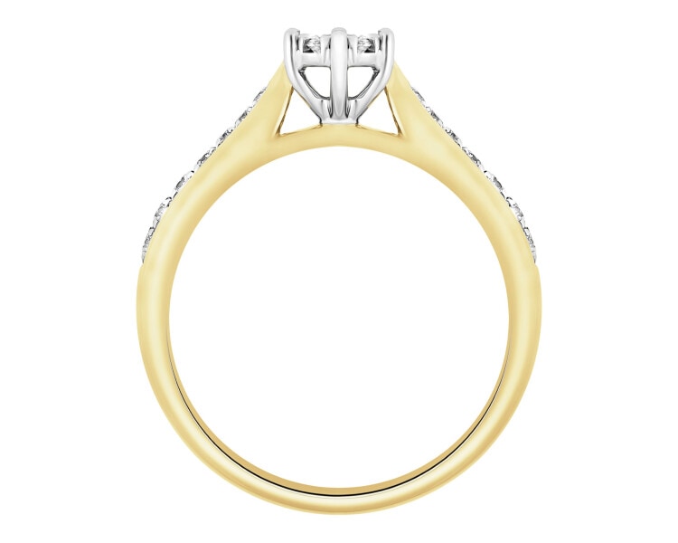 Yellow and white gold ring with diamonds - 0,25 ct - fineness 585
