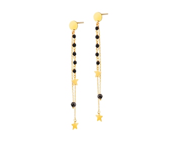 9 K Yellow Gold Earrings with Synthetic Onyx