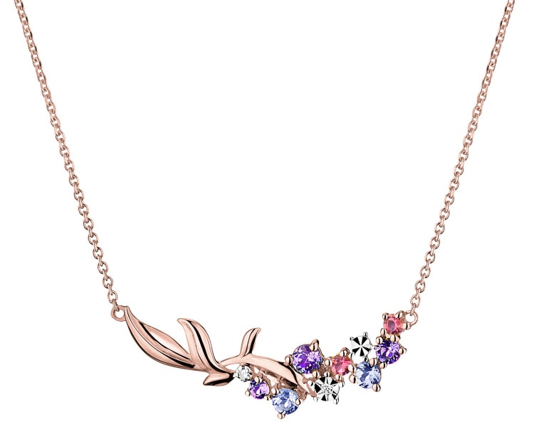 9 K Rhodium Plated Rose Gold Necklace  - fineness 9 K