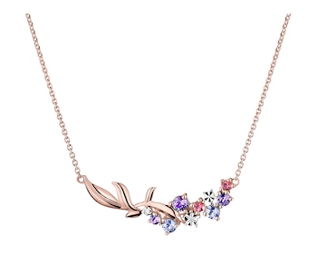 9 K Rhodium Plated Rose Gold Necklace  - fineness 9 K