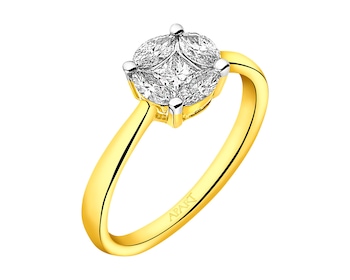 14 K Yellow Gold, White Gold Ring with Diamonds 0,49 ct - fineness 14 K