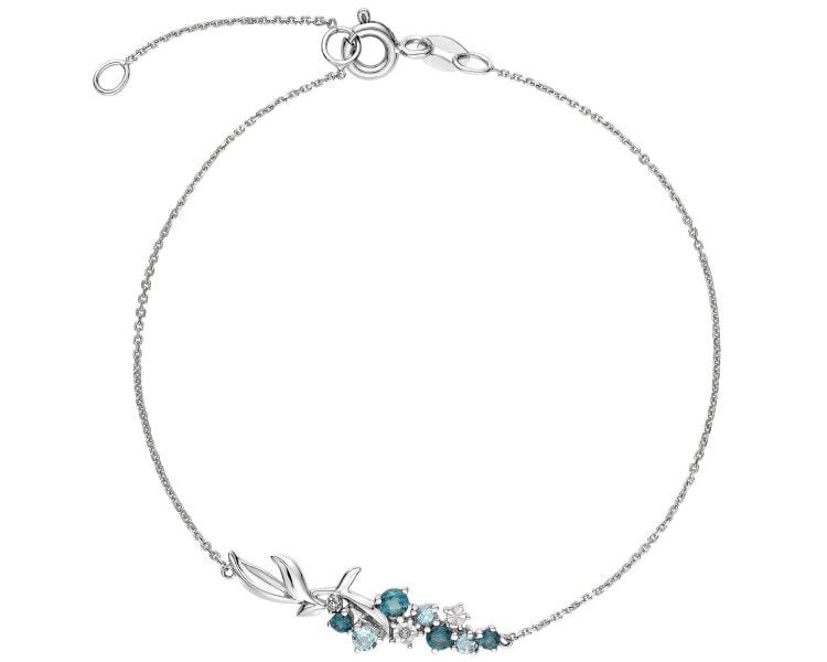 375 Rhodium-Plated White Gold Bracelet with Diamonds - fineness 9 K