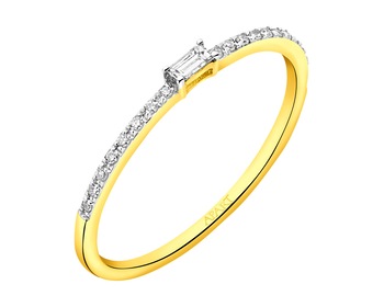 9 K Rhodium-Plated Yellow Gold Ring with Diamonds 0,09 ct - fineness 9 K