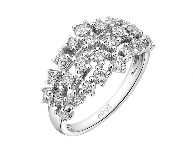 White gold ring with diamonds 1 ct - fineness 14 K