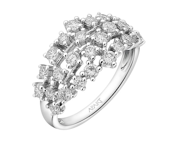 White gold ring with diamonds 1 ct - fineness 14 K