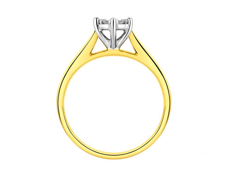 Prsten ze žlutého a bílého zlata s brilianty 0,17 ct - ryzost 585