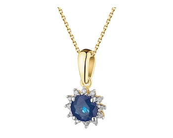 9 K Rhodium-Plated Yellow Gold Pendant with Diamonds - fineness 9 K