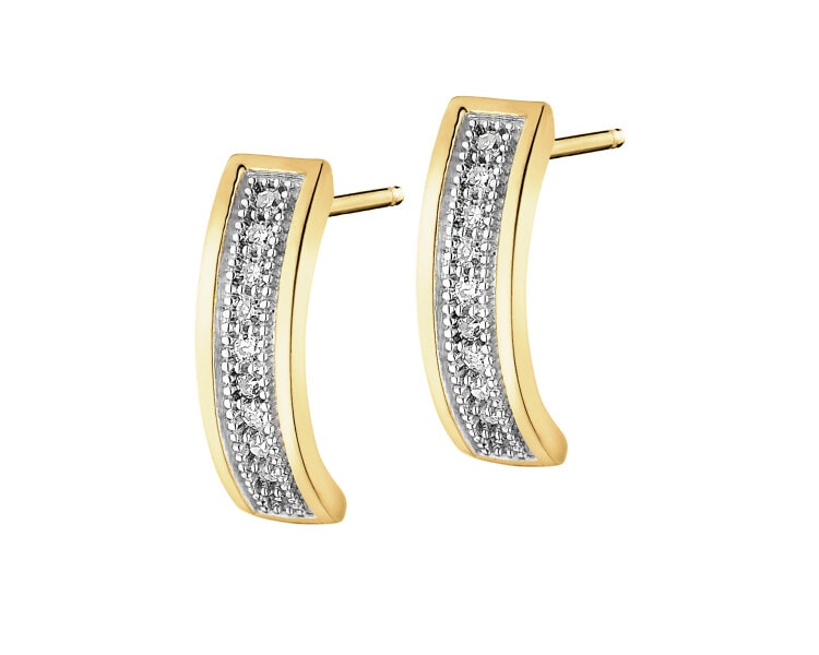 Yellow gold diamond earrings - 0,07 ct - fineness 14 K