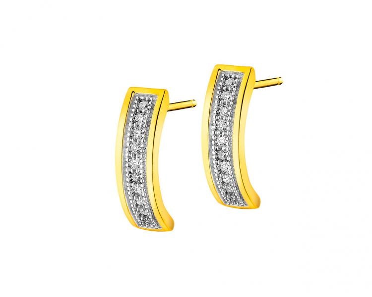 Yellow gold diamond earrings 0,07 ct - fineness 14 K