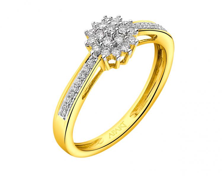 Prsten ze žlutého zlata s diamanty 0,18 ct - ryzost 585